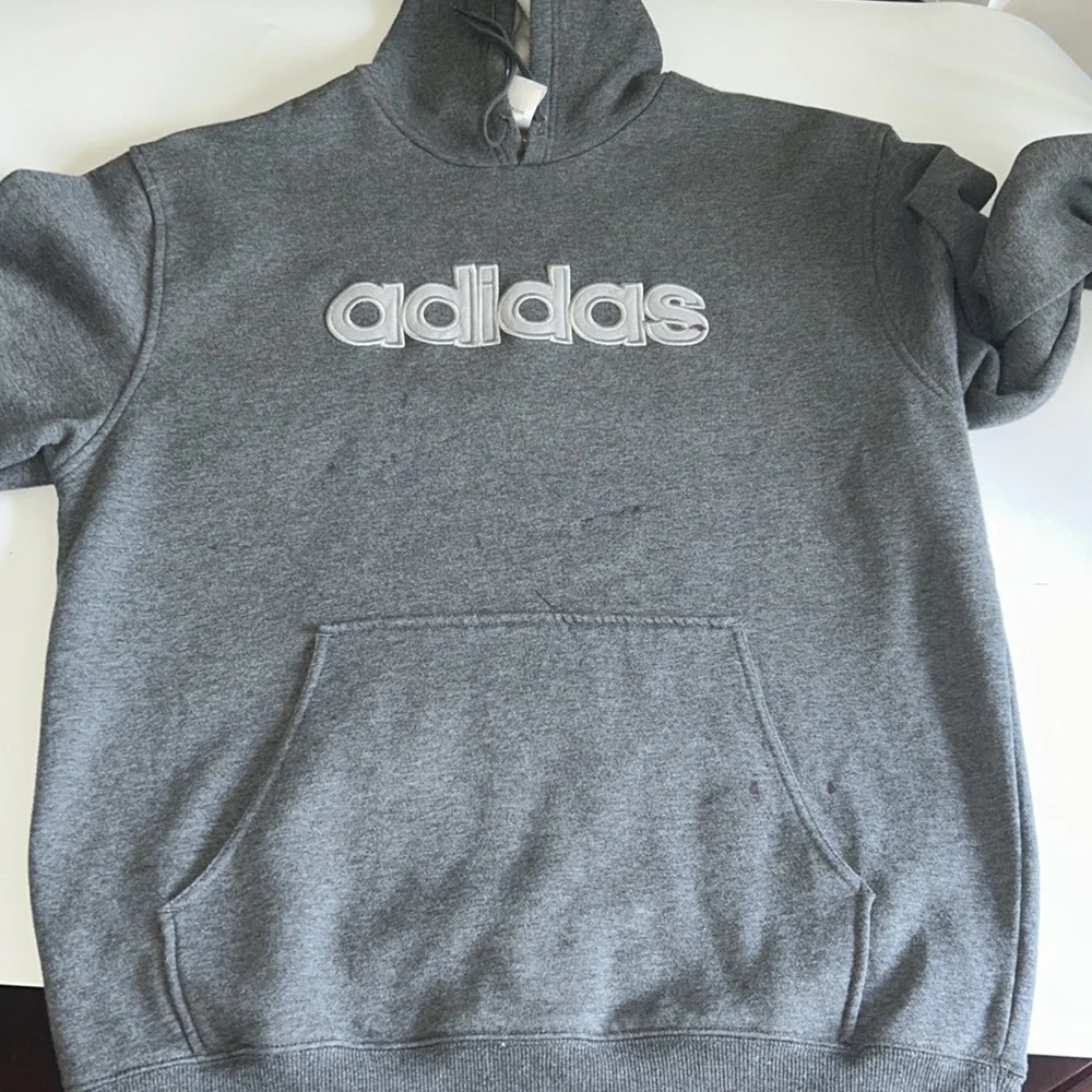 Adidas Gray Fleece  Long Sleeves Pullover Hoodie - Picture 12 of 17